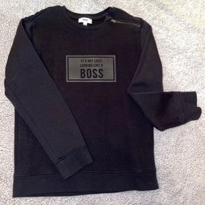 Hugo Boss boys long sleeve black sweatshirt with shoulder zipper. Size 10